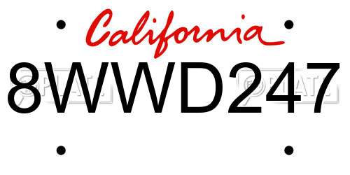 8WWD247 California License Plate