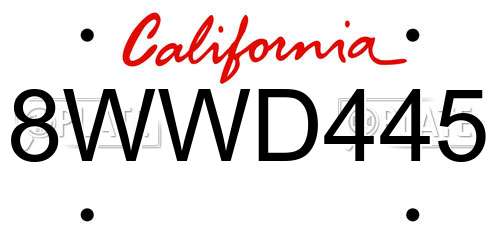 8WWD445 California License Plate