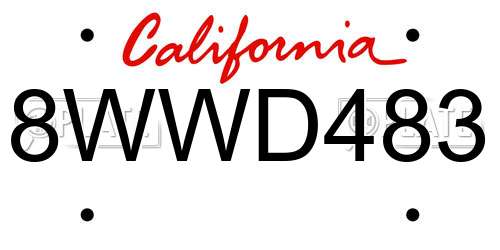8WWD483 California License Plate