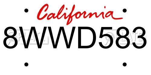 8WWD583 California License Plate