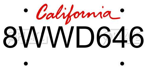 8WWD646 California License Plate