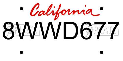 8WWD677 California License Plate
