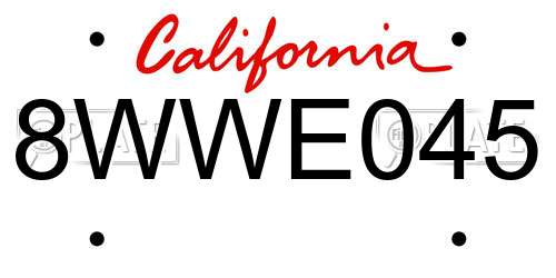 8WWE045 California License Plate