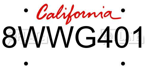 8WWG401 California License Plate