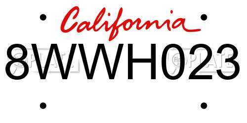 8WWH023 California License Plate