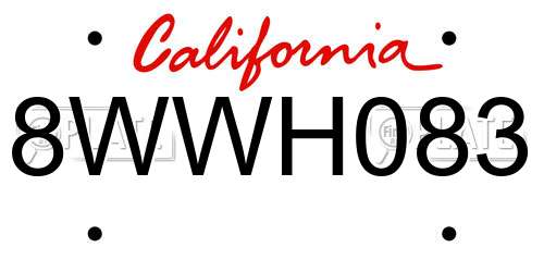 8WWH083 California License Plate