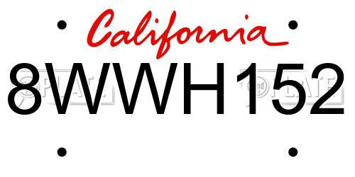8WWH152 California License Plate