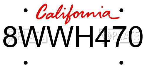 8WWH470 California License Plate