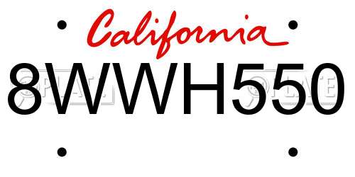 8WWH550 California License Plate