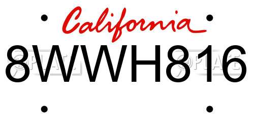 8WWH816 California License Plate
