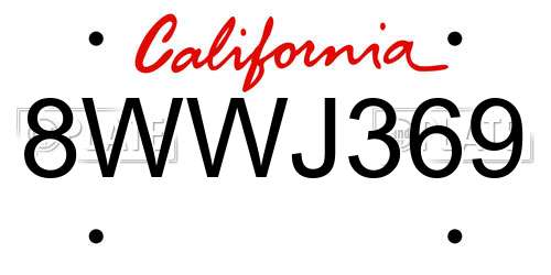 8WWJ369 California License Plate