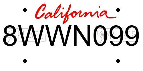 8WWN099 California License Plate
