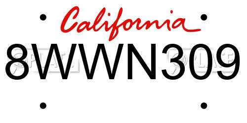 8WWN309 California License Plate