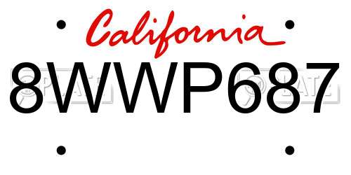 8WWP687 California License Plate