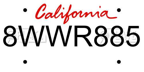 8WWR885 California License Plate