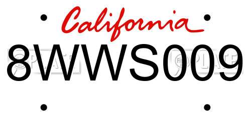 8WWS009 California License Plate