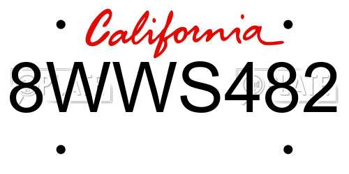 8WWS482 California License Plate