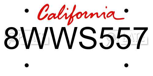 8WWS557 California License Plate