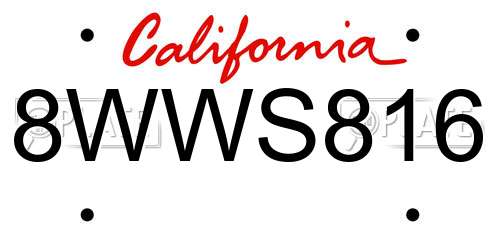 8WWS816 California License Plate