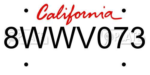 8WWV073 California License Plate
