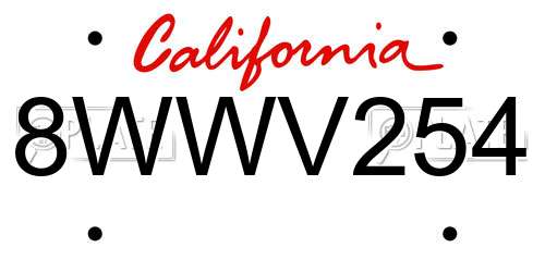 8WWV254 California License Plate
