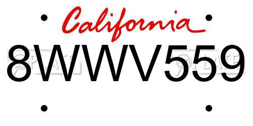 8WWV559 California License Plate
