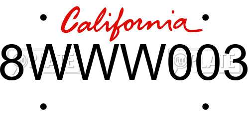 8WWW003 California License Plate