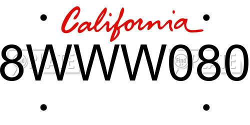 8WWW080 California License Plate