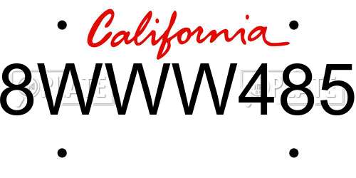 8WWW485 California License Plate