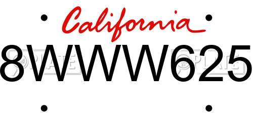 8WWW625 California License Plate