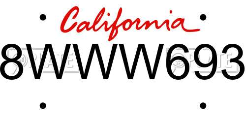8WWW693 California License Plate