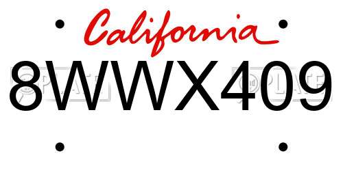 8WWX409 California License Plate