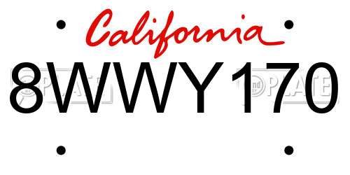 8WWY170 California License Plate
