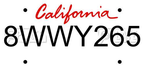 8WWY265 California License Plate