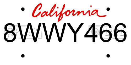 8WWY466 California License Plate