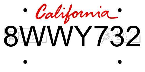 8WWY732 California License Plate