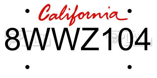 8WWZ104 California License Plate