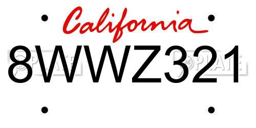 8WWZ321 California License Plate