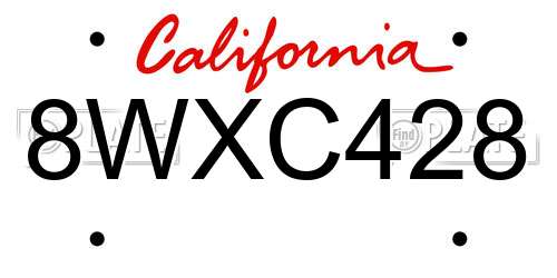 8WXC428 California License Plate
