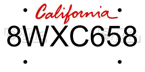 8WXC658 California License Plate