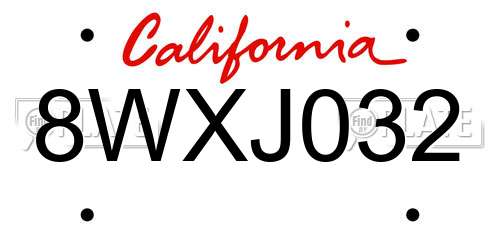 8WXJ032 California License Plate