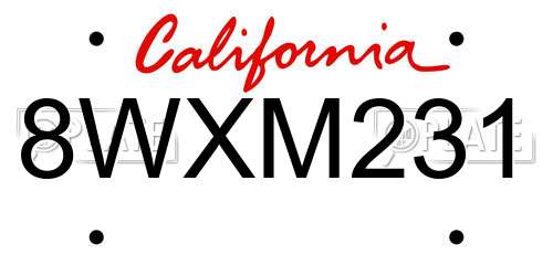 8WXM231 California License Plate