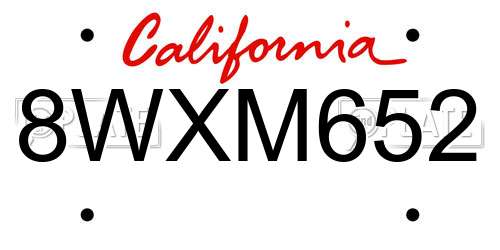 8WXM652 California License Plate
