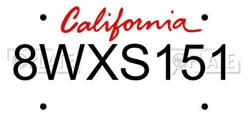 8WXS151 California License Plate