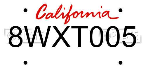 8WXT005 California License Plate