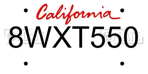 8WXT550 California License Plate