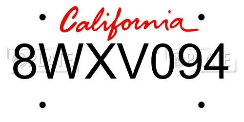 8WXV094 California License Plate