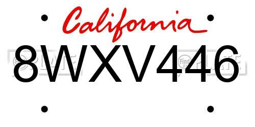 8WXV446 California License Plate