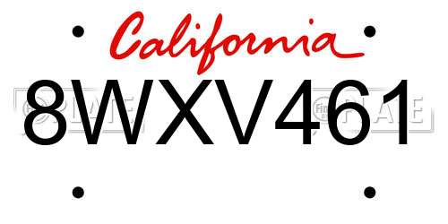 8WXV461 California License Plate