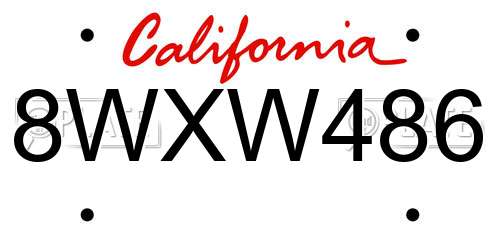 8WXW486 California License Plate